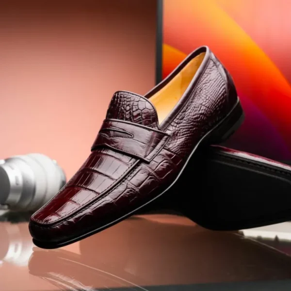 caporicci__alligator_penn_13.webp Store Caporicci 9961 Alligator Penny Loafers Bordo Burgundy