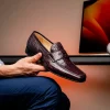 Store Caporicci 9961 Alligator Penny Loafers Bordo Burgundy