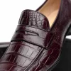 Store Caporicci 9961 Alligator Penny Loafers Bordo Burgundy