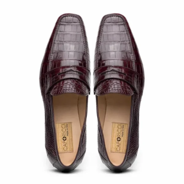 caporicci__alligator_penn_4-1.webp Store Caporicci 9961 Alligator Penny Loafers Bordo Burgundy