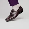 Store Caporicci 9961 Alligator Penny Loafers Bordo Burgundy