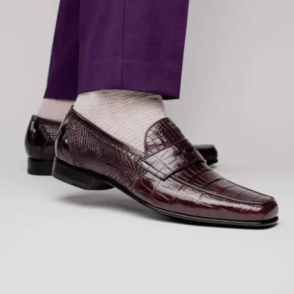 caporicci__alligator_penn_8-1.webp Store Caporicci 9961 Alligator Penny Loafers Bordo Burgundy