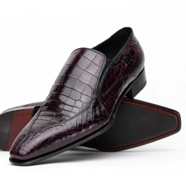 Best Caporicci 203 Alligator Split Toe Loafers Burgundy