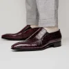 Best Caporicci 203 Alligator Split Toe Loafers Burgundy