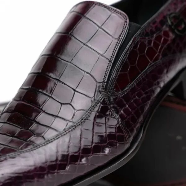 Best Caporicci 203 Alligator Split Toe Loafers Burgundy