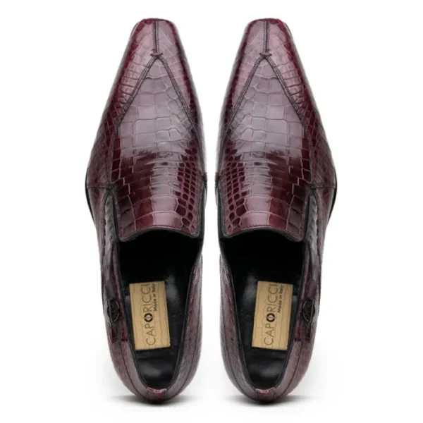 Best Caporicci 203 Alligator Split Toe Loafers Burgundy