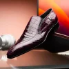 Best Caporicci 203 Alligator Split Toe Loafers Burgundy