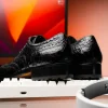 Best Sale Caporicci 3318 Alligator Wingtip Shoes Black