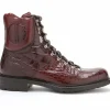 Discount Caporicci 570 Genuine Alligator Lace Up Boots Rust Sport