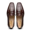 New Caporicci 9961 Genuine Alligator Penny Loafers Brown DarkBrown