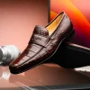 New Caporicci 9961 Genuine Alligator Penny Loafers Brown DarkBrown