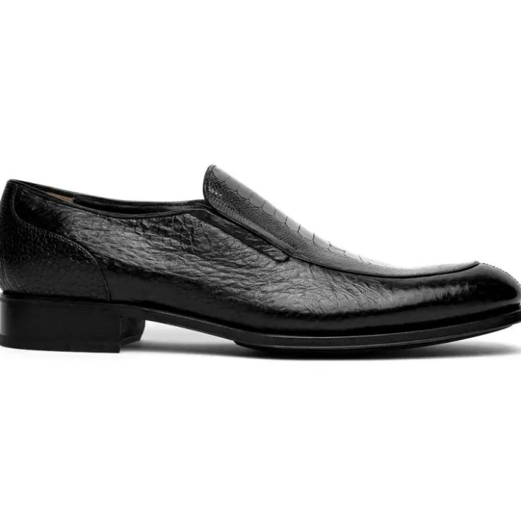 Clearance Caporicci 3324 Ostrich & Peccary Loafers Black