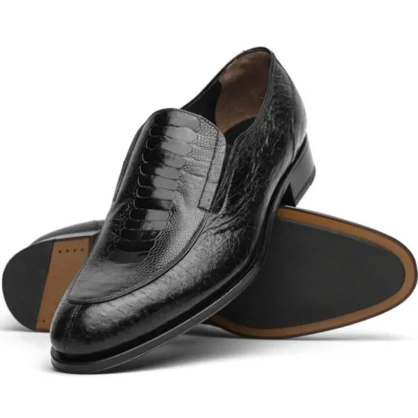 Clearance Caporicci 3324 Ostrich & Peccary Loafers Black