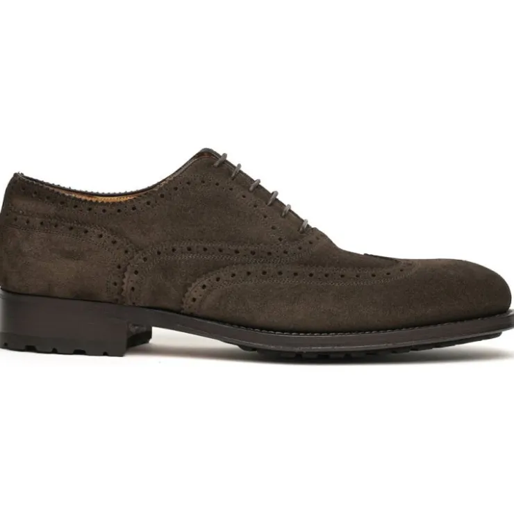 Outlet Caporicci 921 Suede Wingtip Oxfords Dark Brown DarkBrown