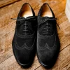 Cheap Caporicci 921 Suede Wingtip Oxfords Black