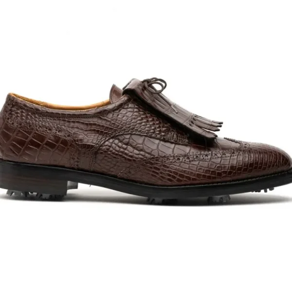 New Caporicci Alligator Golf Shoes Brown