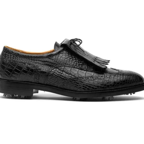 Discount Caporicci Alligator Golf Shoes Black