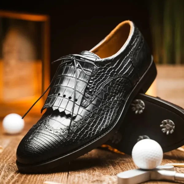 Discount Caporicci Alligator Golf Shoes Black