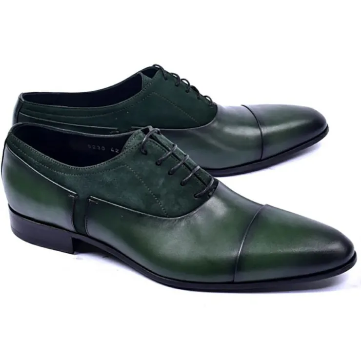 Best Corrente 5230 Suede / Calfskin Lace up Shoes Green