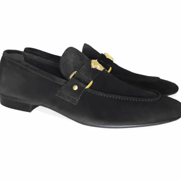 Shop Corrente 5229 Suede Ornament Loafer Black