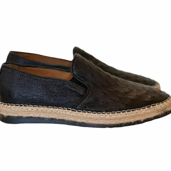 Sale Corrente by Pelle Line San Remo P00031 Ostrich Fashion Loafers Black