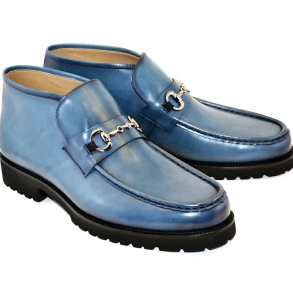 New Corrente C031-5786 Bit Buckle Ankle Boots Blue