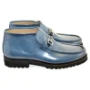 New Corrente C031-5786 Bit Buckle Ankle Boots Blue