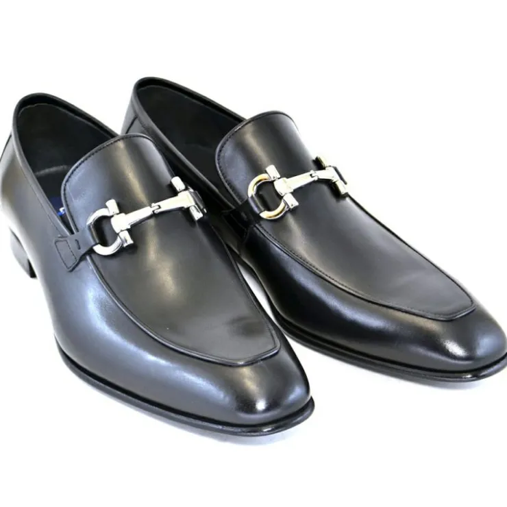 New Corrente C118-4851 Bit Buckle Loafers Black