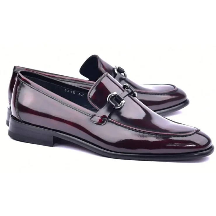 Fashion Corrente C0431-6415 Buckle Loafers Burgundy