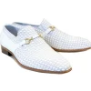 Cheap Corrente C0221-5776 Buckle Woven Loafer Shoes White