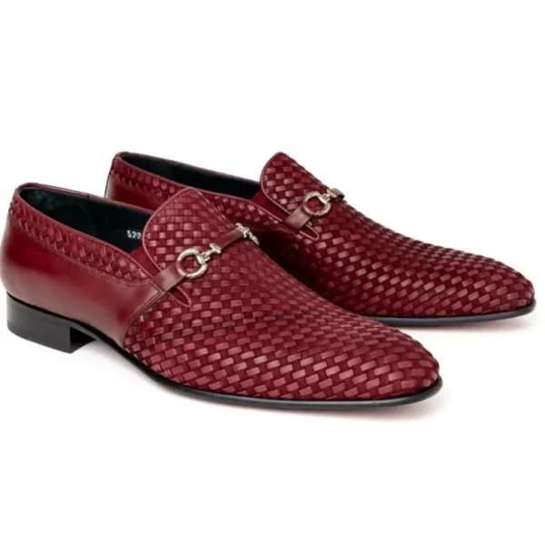 corrente_c_buckle_woven_l_0-2.webp Flash Sale Corrente C023-5776 Buckle Woven Loafer Shoes Burgundy