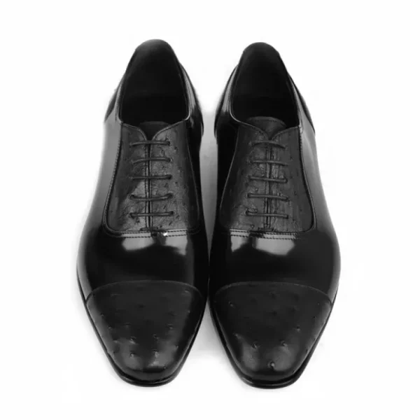 Outlet Corrente C0001301-6708 Cap Toe Ostrich Oxfords Black