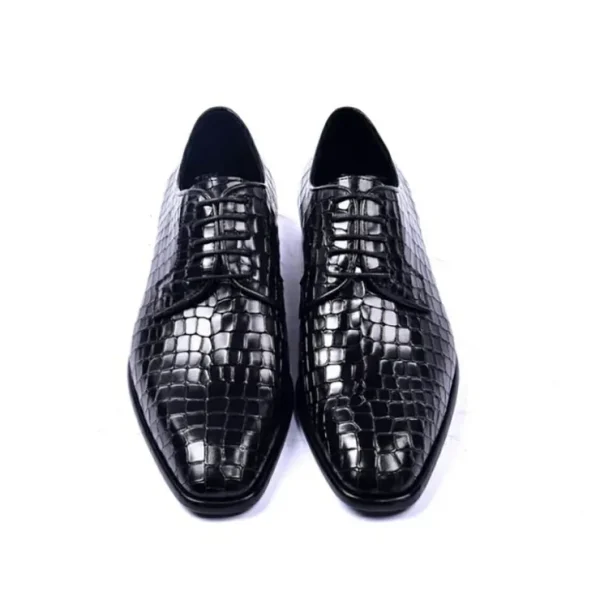 Best Corrente C015-6291 Croco Print Lace Up Shoes Black