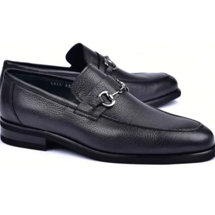 Hot Corrente C001103-5844 Deerskin Buckle Loafers Black