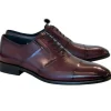 Best Corrente C0142-5691 Deerskin Cap-Toe Tie-Less Shoes Burgundy