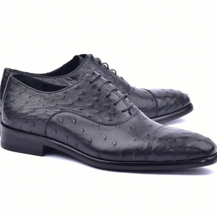 Online Corrente C009-6265 Genuine Ostrich Shoes Black