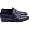 Fashion Corrente C0222-5776 Genuine Ostrich Loafers Black