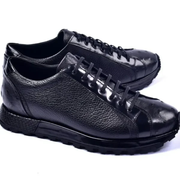 Best Sale Corrente C001304-5581 Genuine Ostrich Fashion Sneakers Black