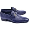 Outlet Corrente C0223-5776 Genuine Ostrich Loafers Navy