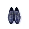 Outlet Corrente C0223-5776 Genuine Ostrich Loafers Navy