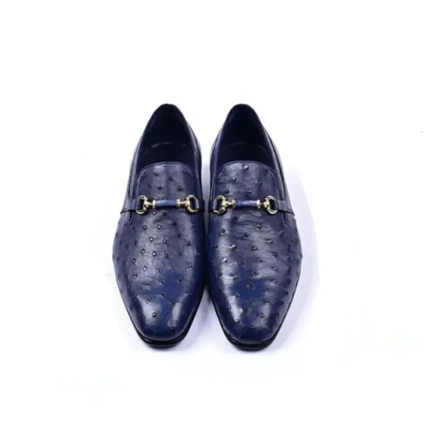 Outlet Corrente C0223-5776 Genuine Ostrich Loafers Navy