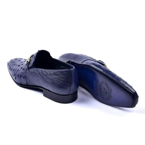 Outlet Corrente C0223-5776 Genuine Ostrich Loafers Navy