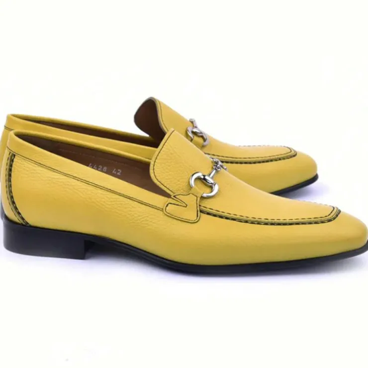 Sale Corrente C11102-4428 Grain Leather Loafers Yellow