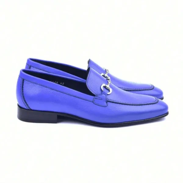 Fashion Corrente C11101-4428 Grain Leather Loafers Electric Blue ElectricBlue