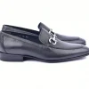 Outlet Corrente C111-4428 Grain Leather Loafers Black