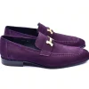 Online Corrente C02004-5760 H Buckle Suede Loafers Purple