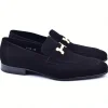 Sale Corrente C02003-5760 H Buckle Suede Loafers Black