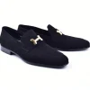 Sale Corrente C02003-5760 H Buckle Suede Loafers Black