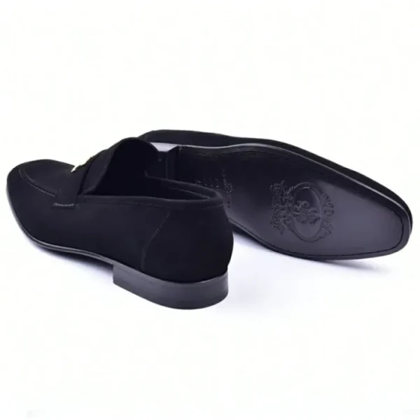 Sale Corrente C02003-5760 H Buckle Suede Loafers Black