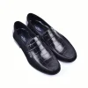 Outlet Corrente 3898C Handsewn Suede / Crocodile Print Loafers Black